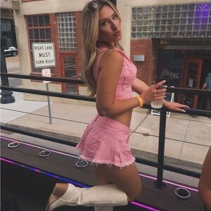 Pink cowgirl shorts and vest pink